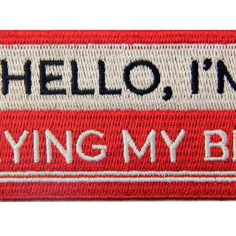 Rocking Planet Hello I'm Trying My Best Biker Patch Embroidered Morale Applique Iron On Sew On Emblem - Image 2